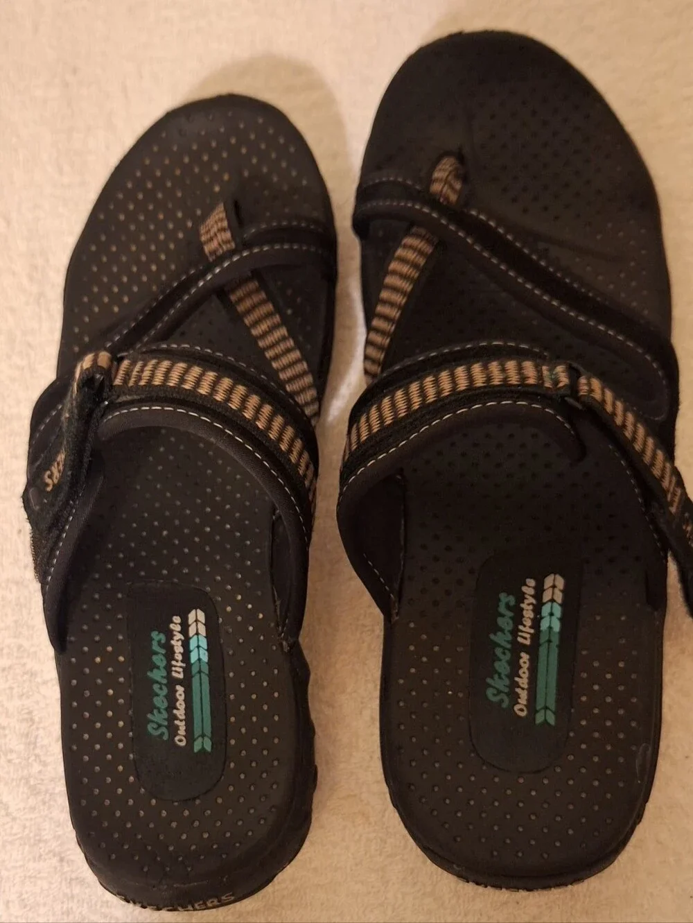 Skechers Men’s Black Brown Webbing Sport Sandals